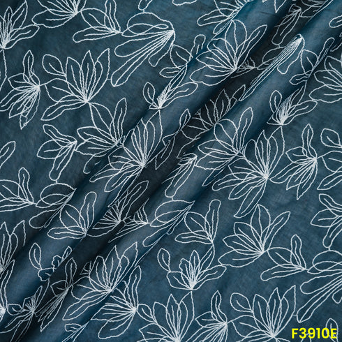 Thread Embroidered Mul Chanderi Fabric- F3910